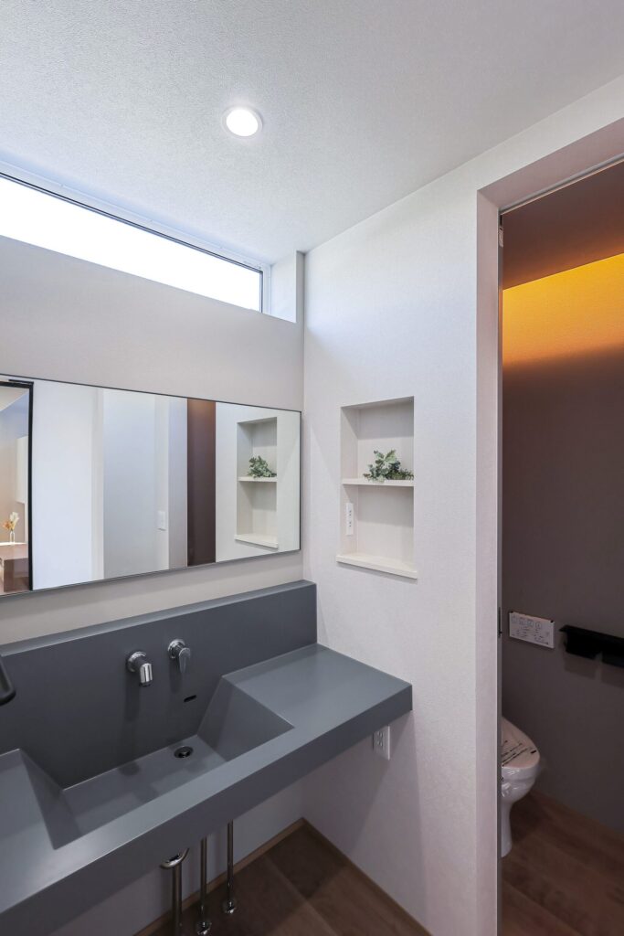 落ち着いた洗面空間